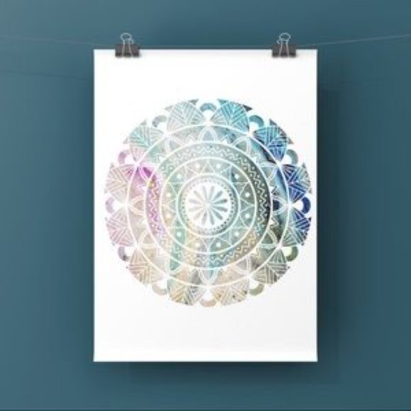 Modern minimalist mandalas on watercolor art Print - Picture 3 of 3